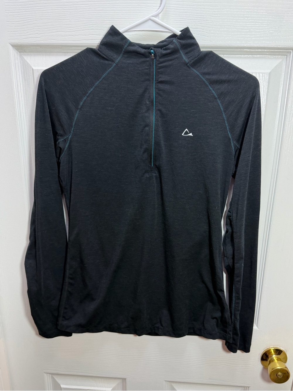 Paradox Black Merino-Blend Quarter-Zip Top with Teal Trim